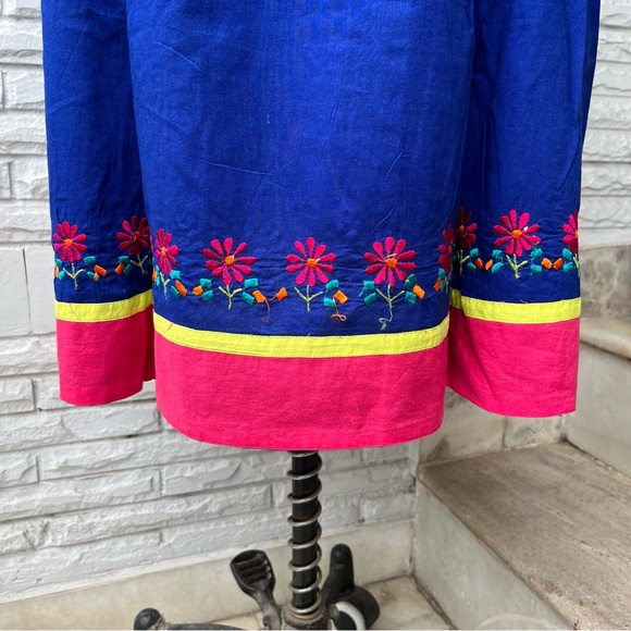 Biba Royal Blue Kurta with embroidered neck - Picture 8 of 11